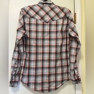 20X Shirt Medium Coral Blue Rodeo Cowboy Western Pearl Snap Buttons